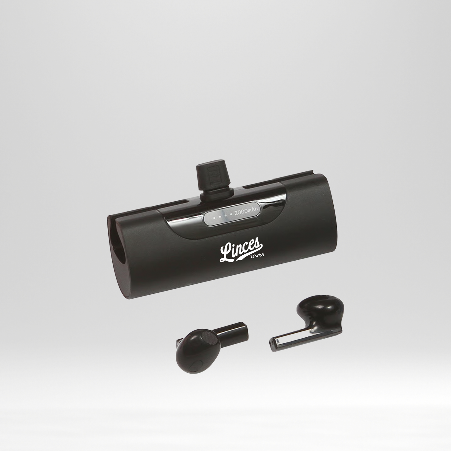 Audífonos inalámbricos con power bank logo linces negro