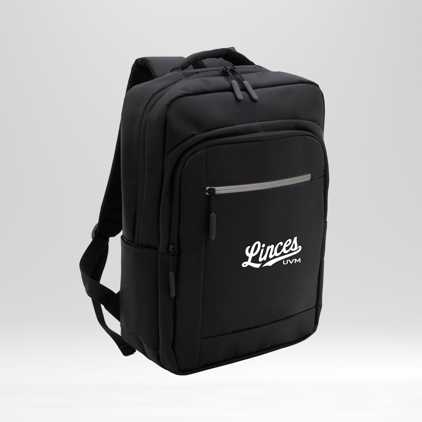 Mochila rectangular negra con logo linces