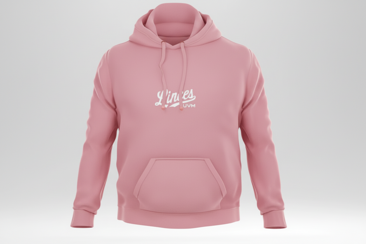 Sudadera rosa pastel con logo linces blanco