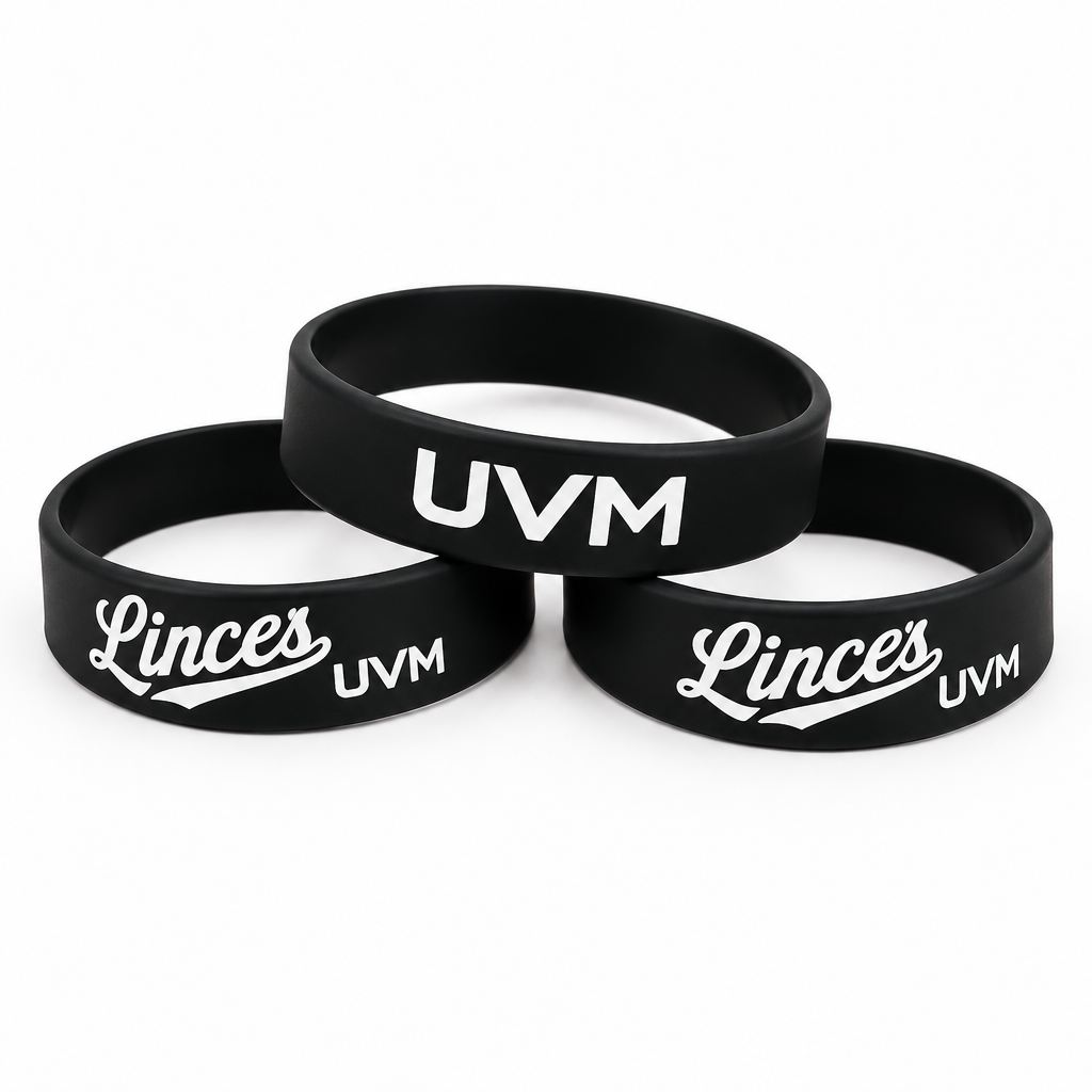 Kit de 3 pulseras negras con logo linces y uvm