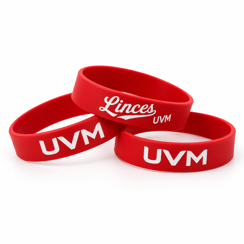 Kit de 3 pulseras rojas con logo linces y uvm