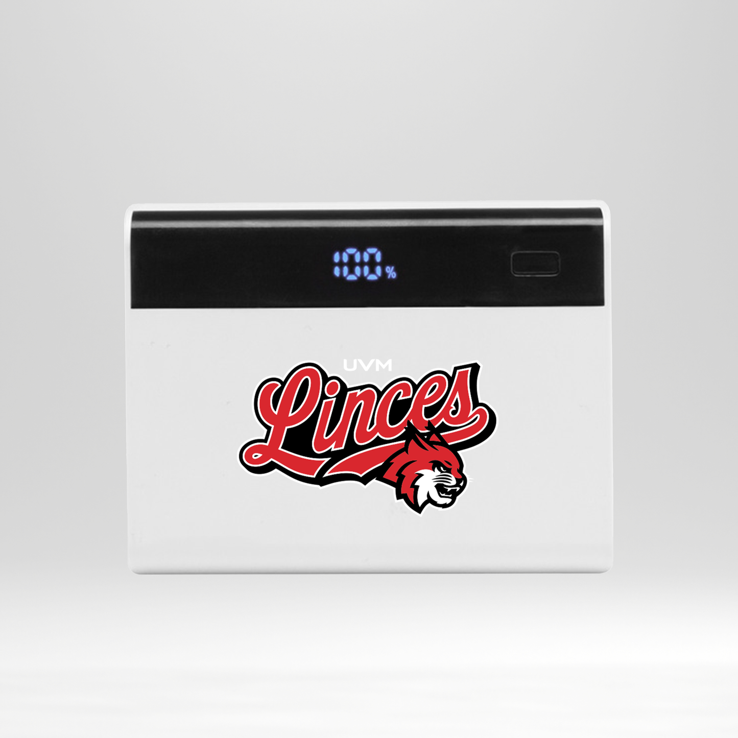 Power bank rectangular blanco con logo linces