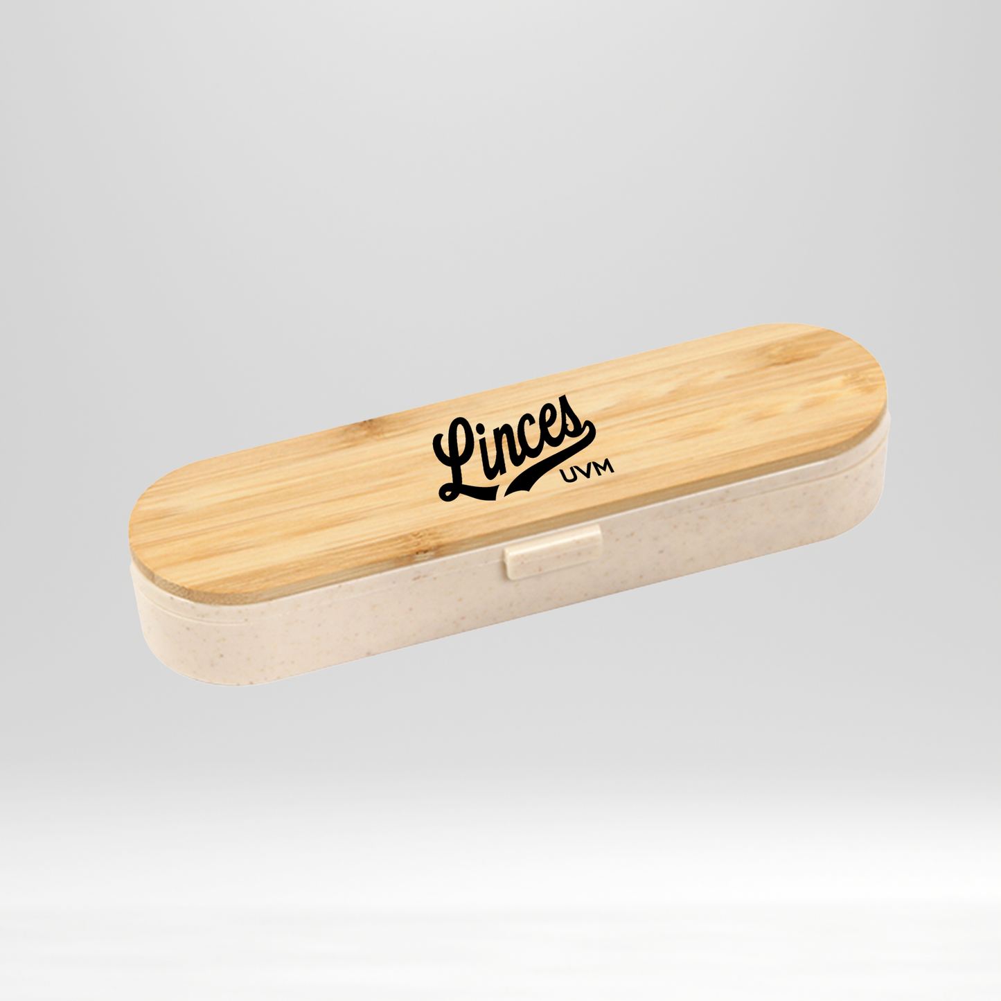 Set de cubiertos madera beige con logo linces