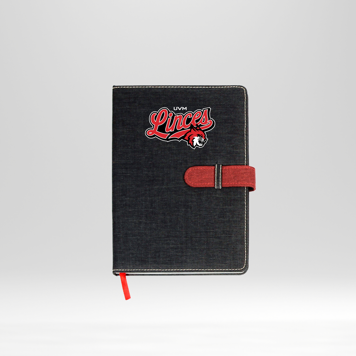 Libreta negra linces rojo cierre rojo