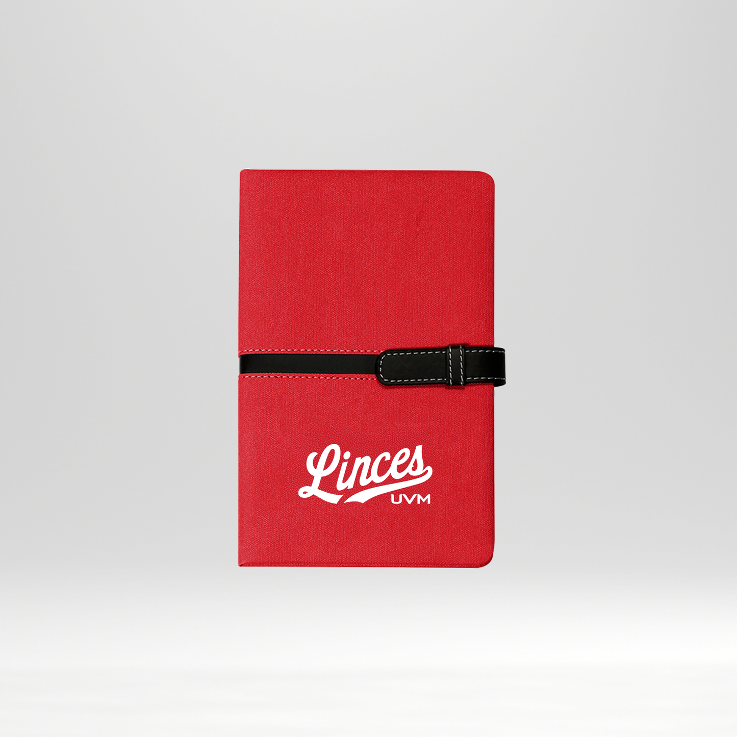 Libreta roja linces UVM blanco cierre negro