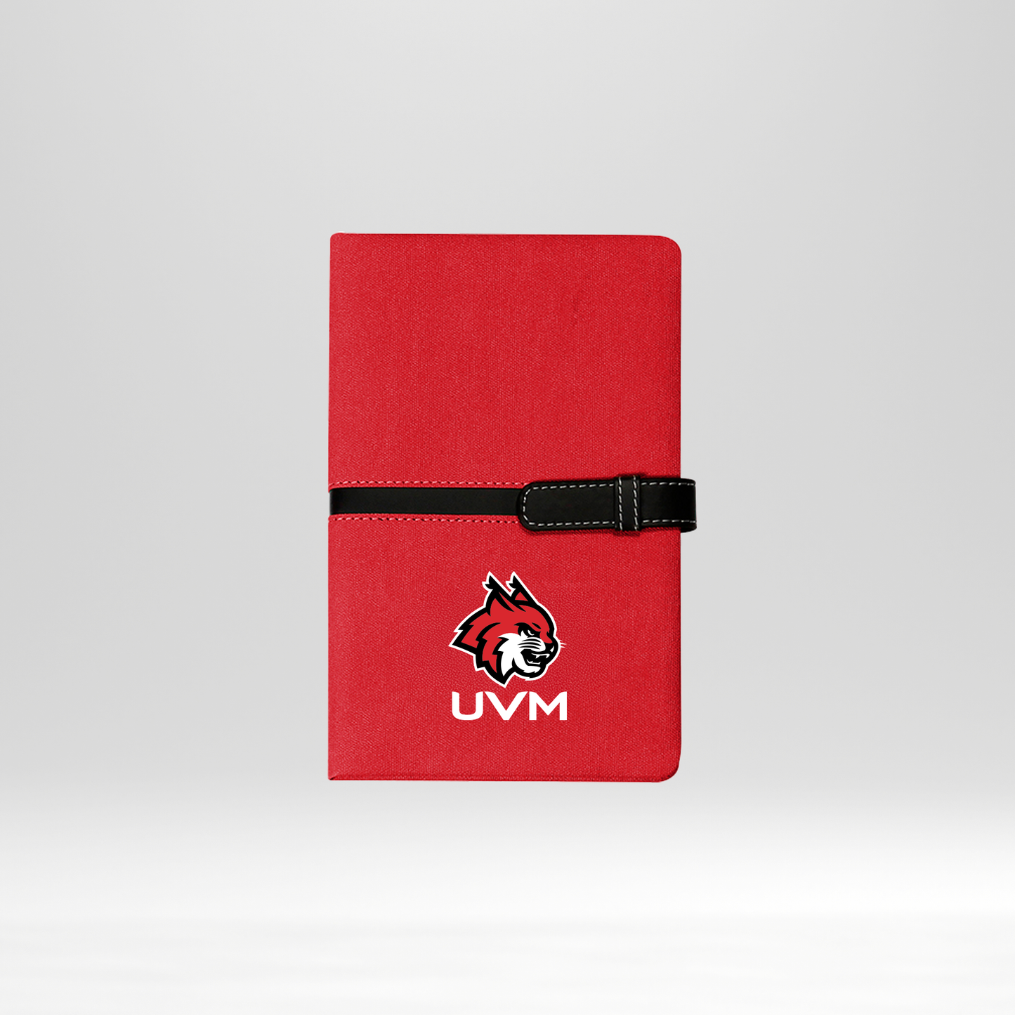 Libreta roja logo linces UVM blanco cierre negro