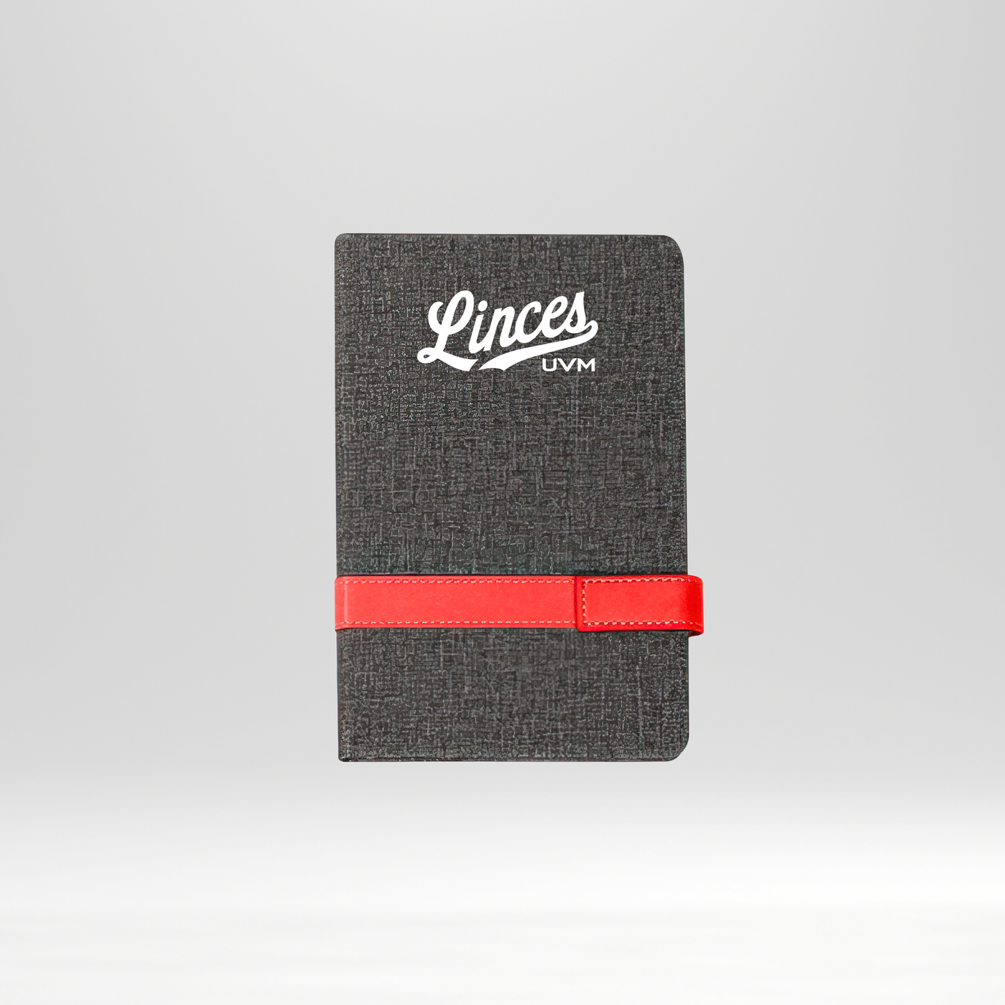 Libreta gris logo linces UVM blanco roja horizontal