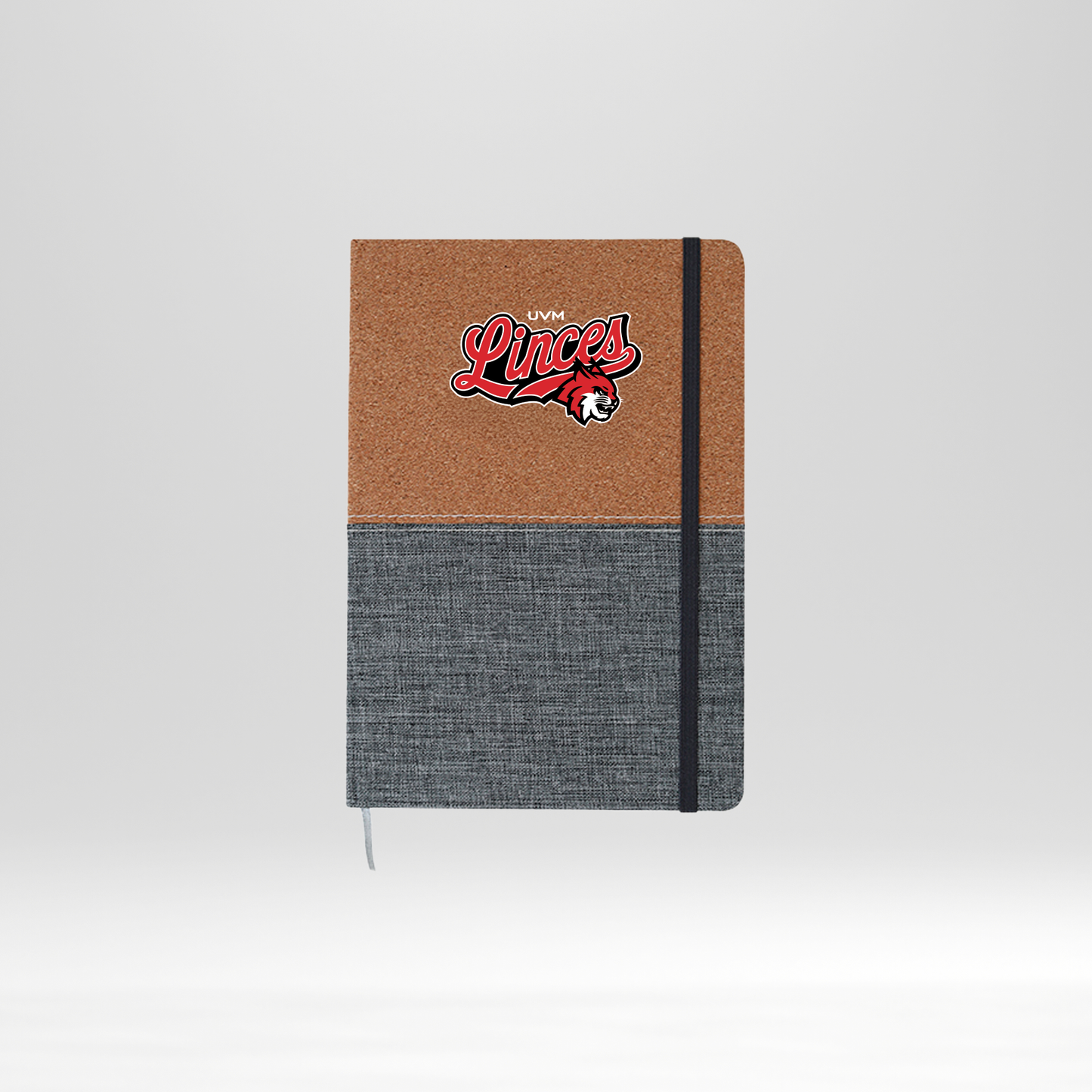 Libreta gris y beige linces rojo