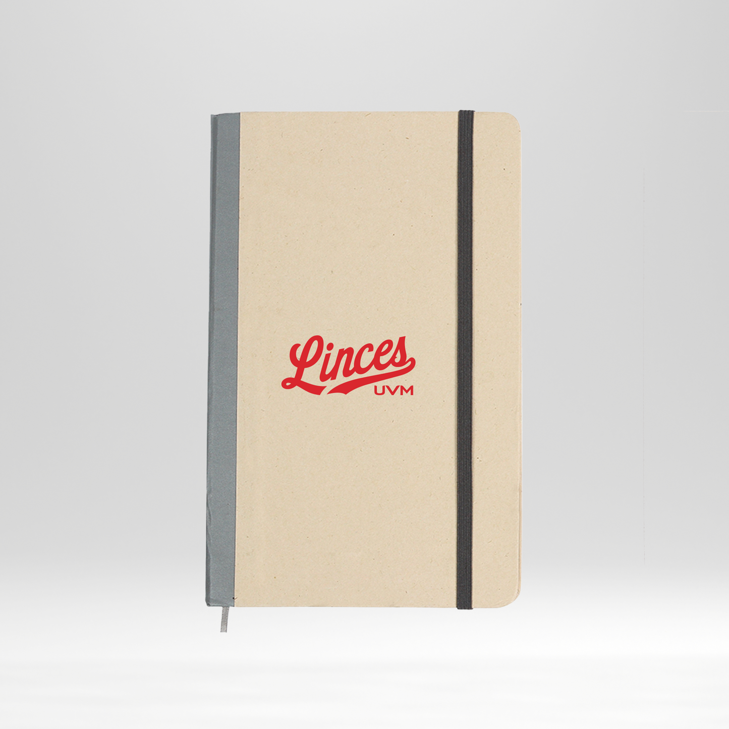 Libreta gris con borde rojo linces UVM rojo