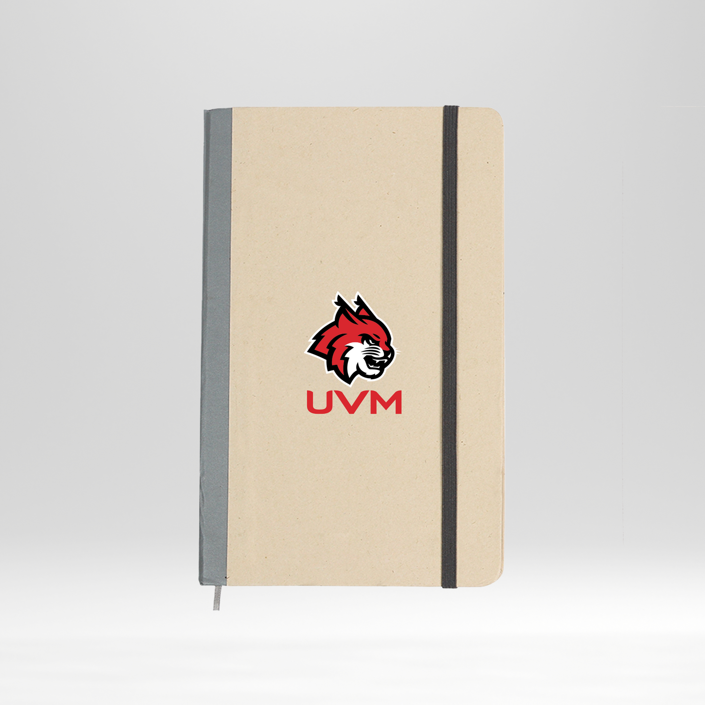Libreta blanca con borde gris logo linces UVM