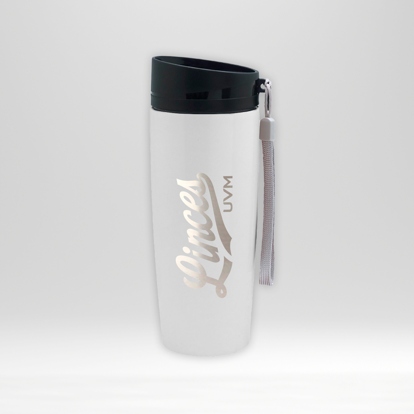 Termo blanco con correa - logo linces
