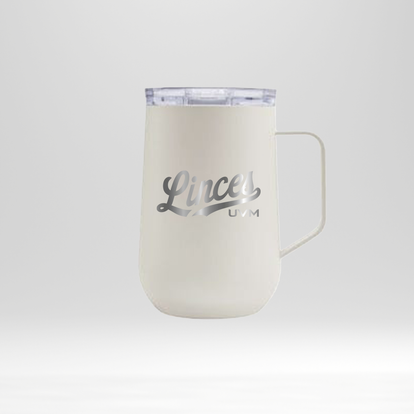 Taza alargada blanca con logo linces