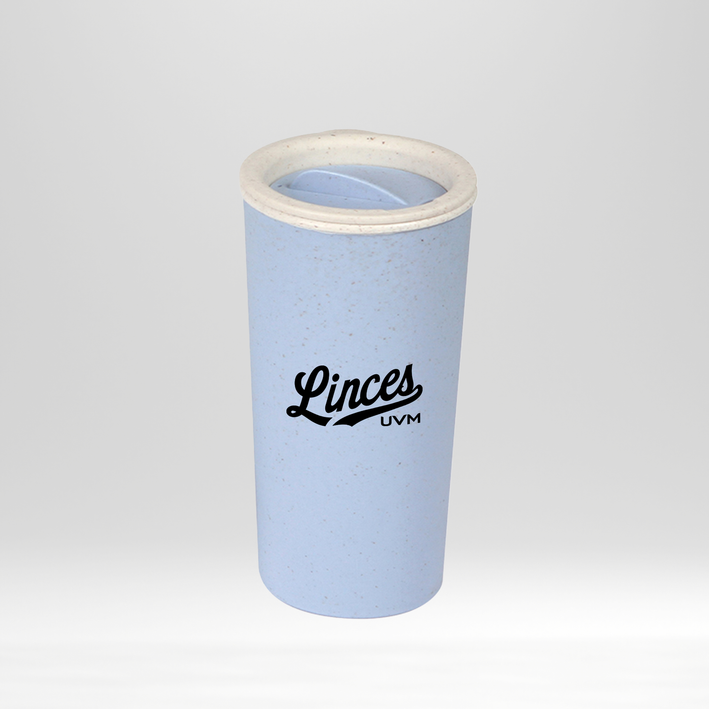 Vaso azul con logo linces impreso