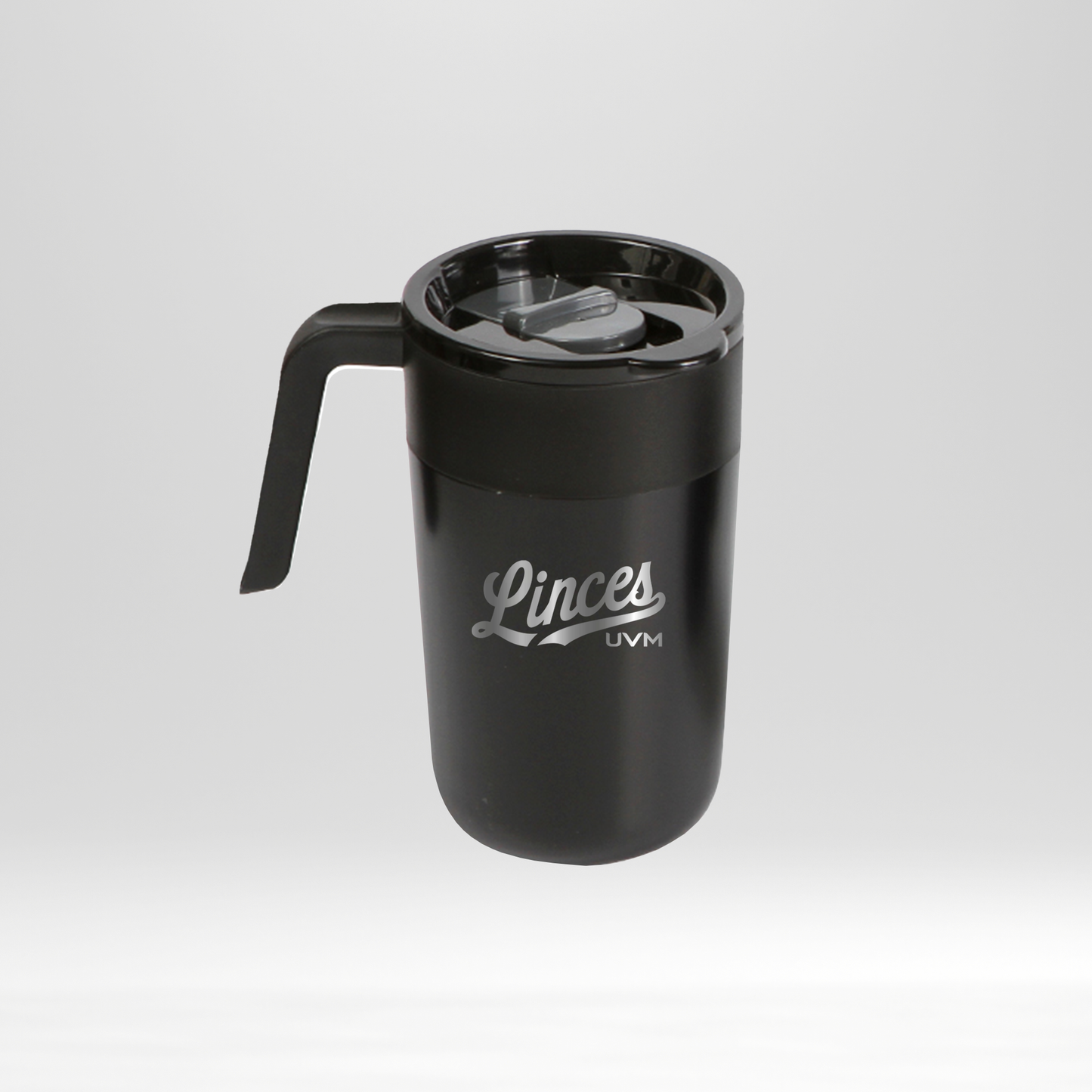Taza termo alargado negro con logo linces