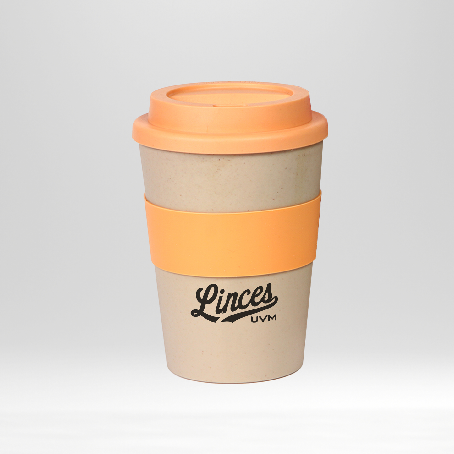Vaso naranja con tapa - logo linces