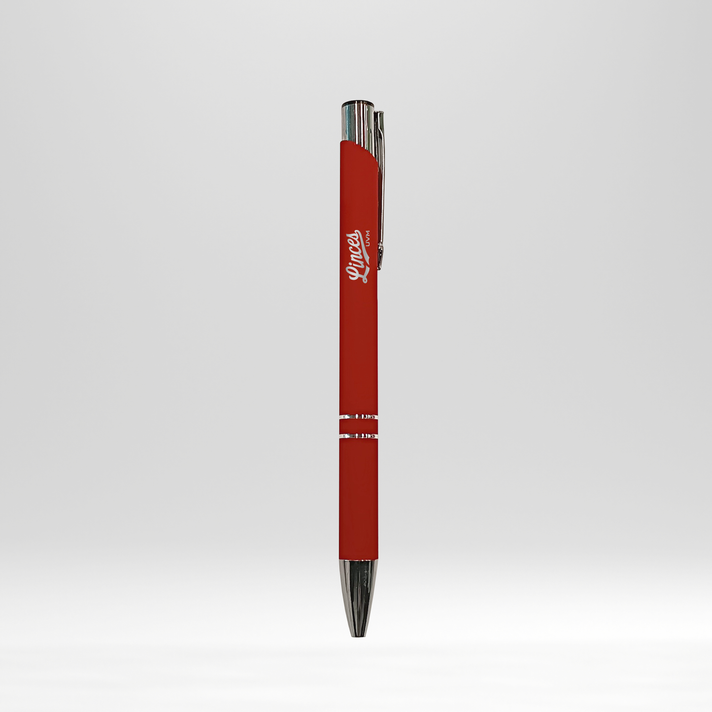 Bolígrafo rojo con detalle gris linces UVM