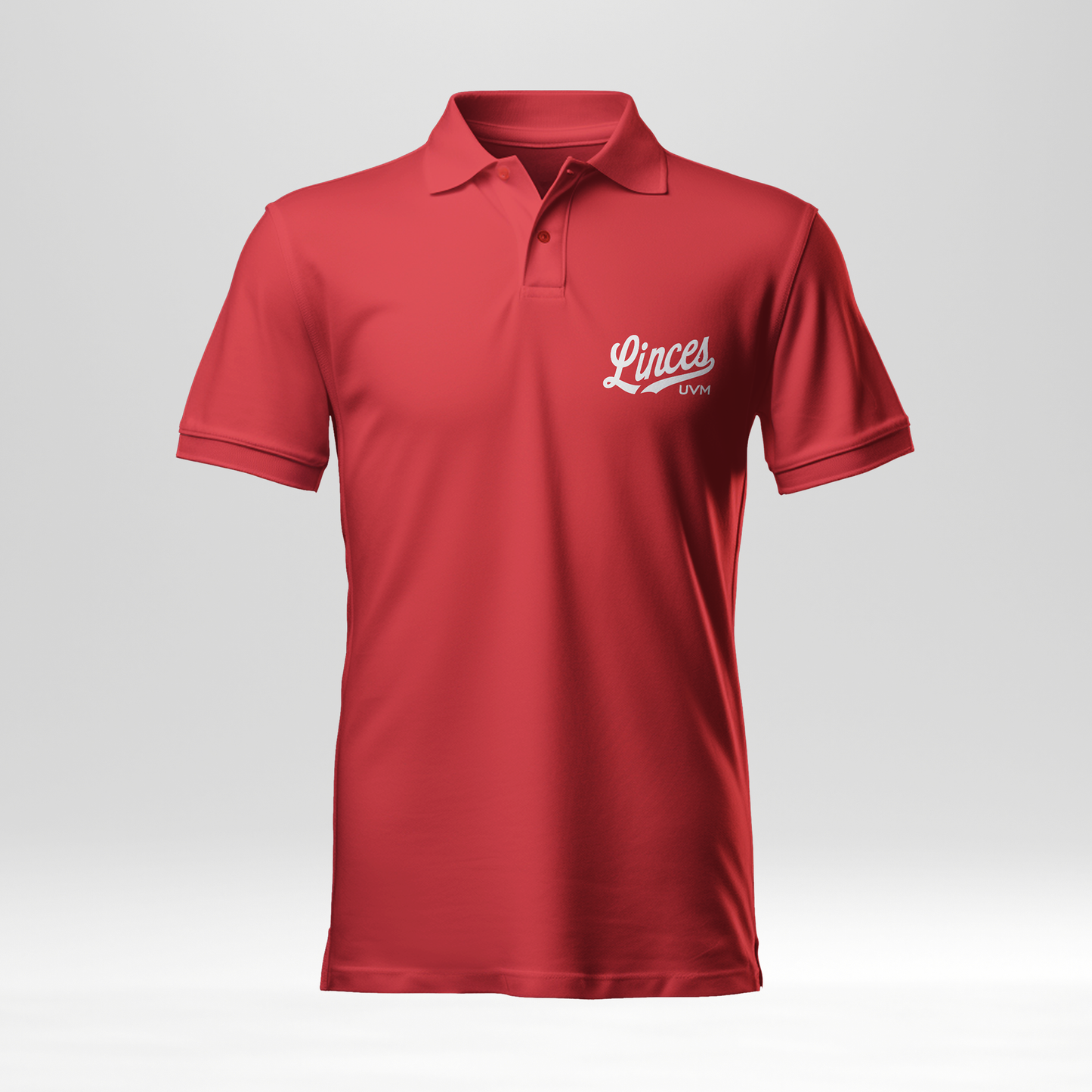 Playera tipo polo roja con logo linces