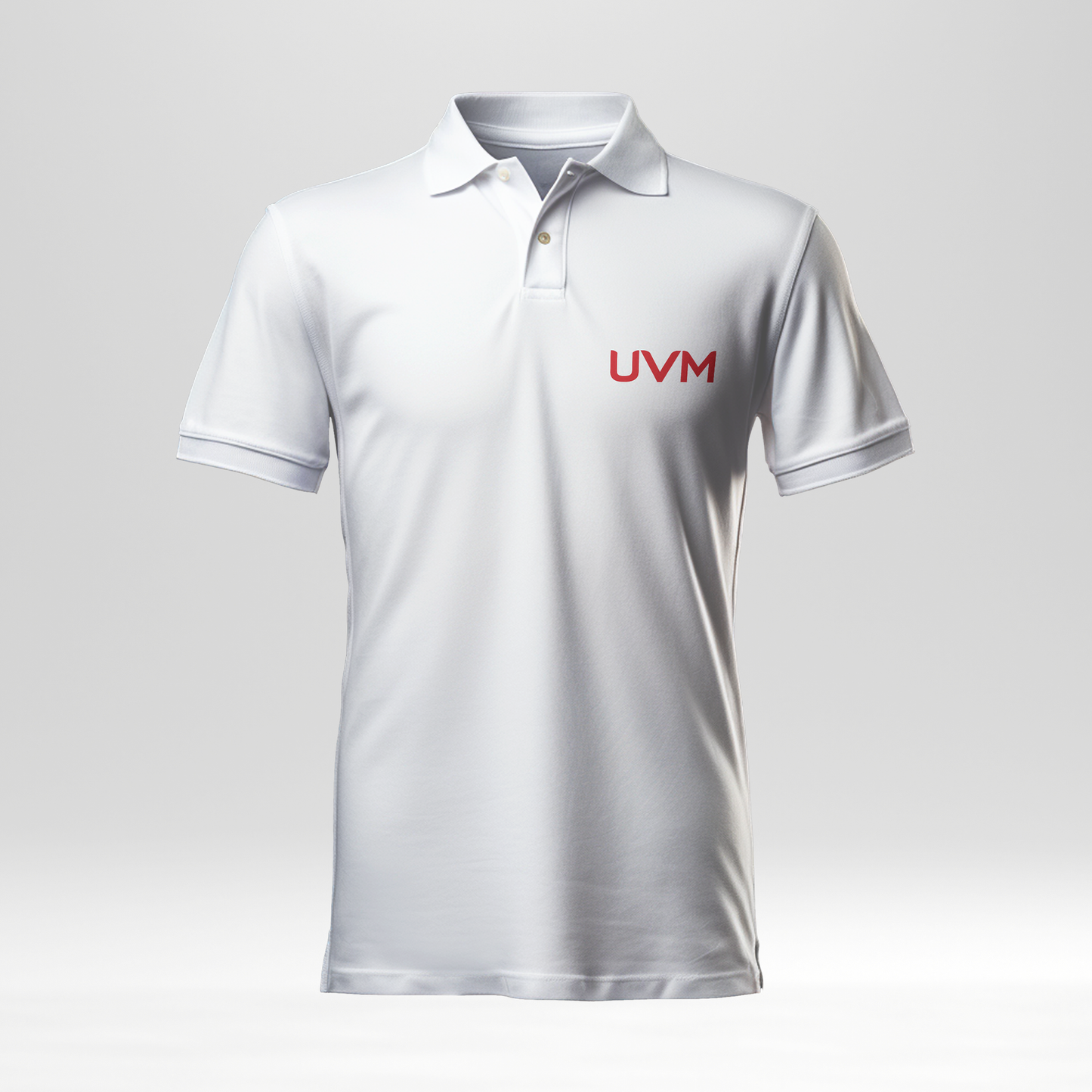 Playera tipo polo blanca uvm rojo