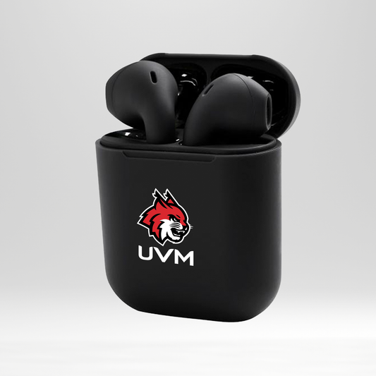 Audífonos inalámbricos negros con logo linces UVM