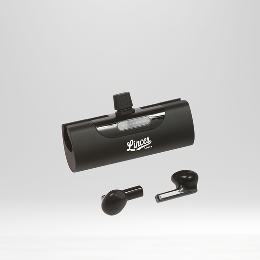 Audífonos inalámbricos con power bank logo linces negro