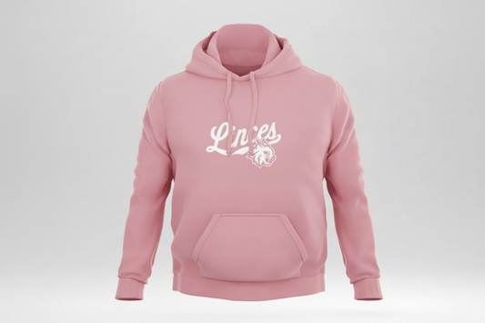 Sudadera rosa pastel con logo linces UVM blanco