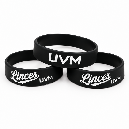 Kit de 3 pulseras negras con logo linces y uvm