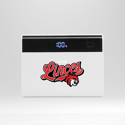 Power bank rectangular blanco con logo linces