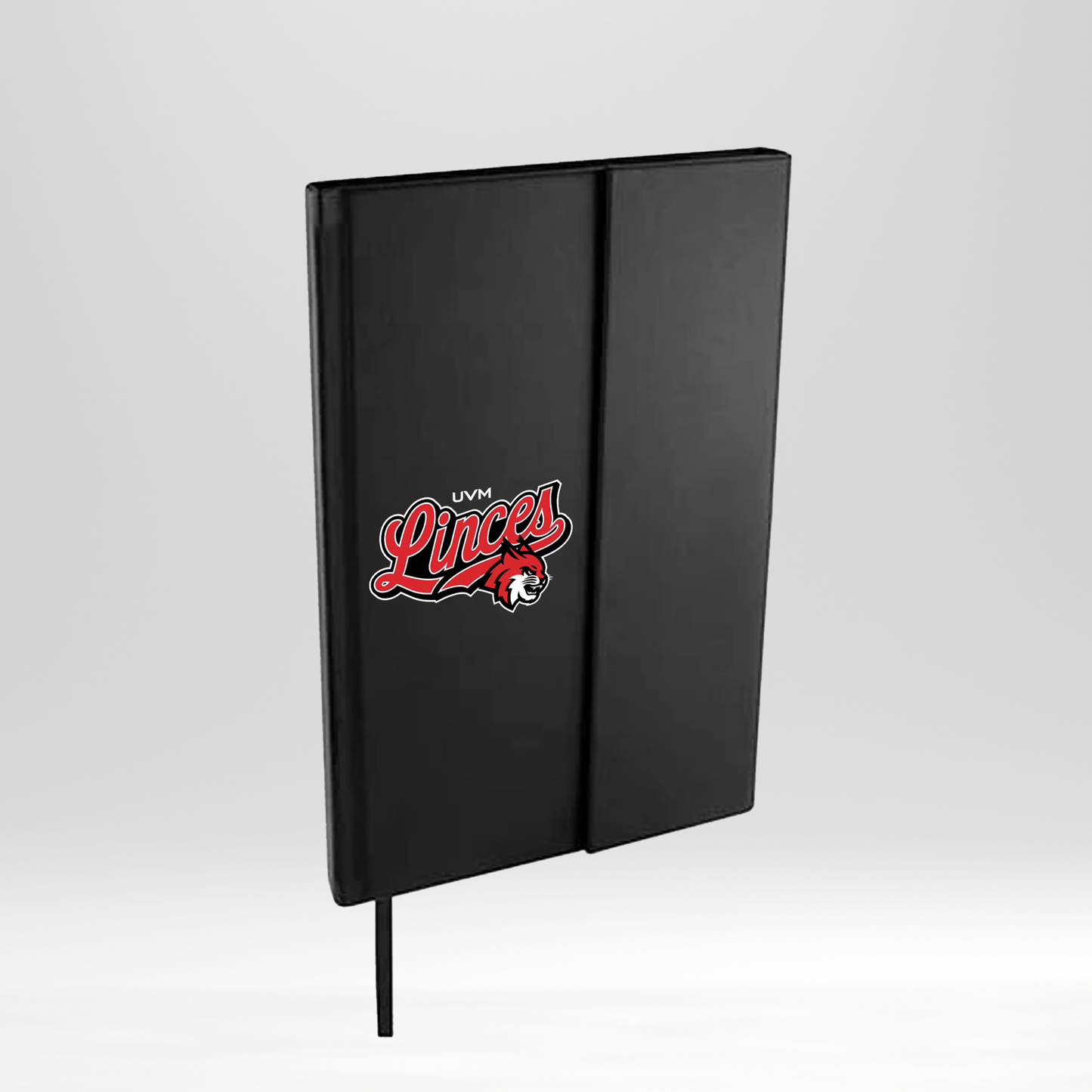 Libreta negra pasta dura logo linces UVM
