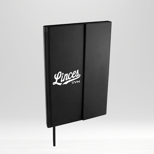 Libreta negra pasta dura linces UVM blanco