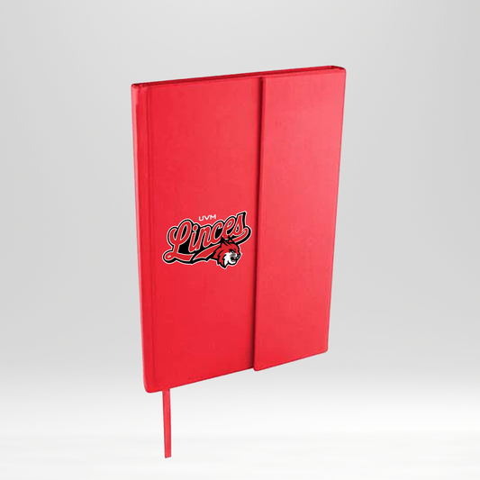 Libreta roja pasta dura logo linces UVM