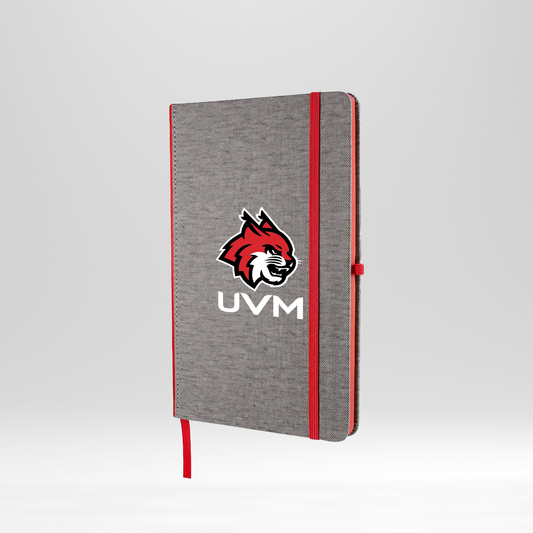 Libreta gris con detalles rojos UVM blanco