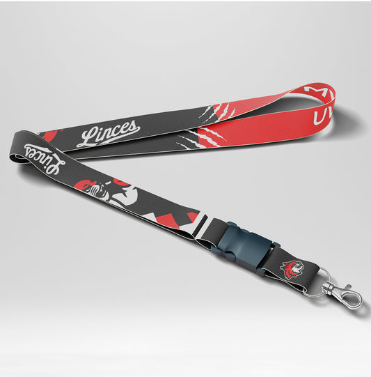 Lanyard  negro rojo UVM logo linces