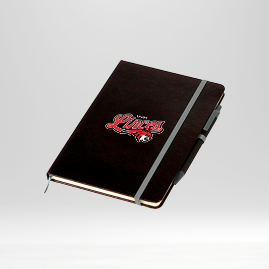 Libreta negra linces rojo banda gris
