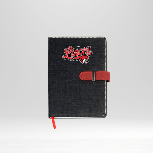 Libreta negra linces rojo cierre rojo