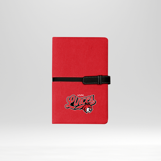 Libreta roja linces rojo cierre negro
