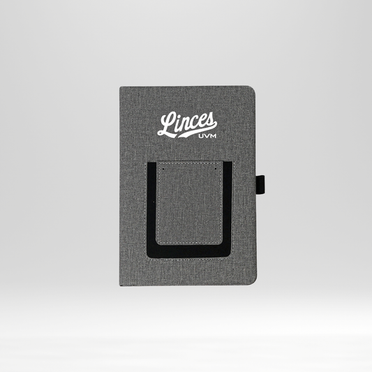 Libreta gris linces UVM blanco bolsillo