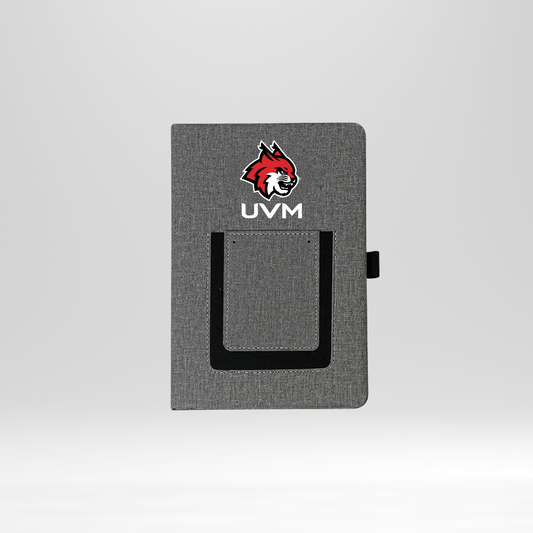 Libreta gris logo linces UVM blanco bolsillo