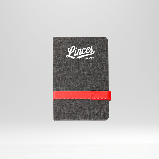 Libreta gris logo linces UVM blanco roja horizontal
