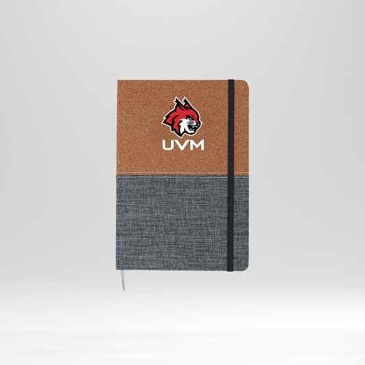 Libreta gris y beige logo linces UVM