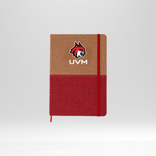 Libreta beige y rojo logo linces UVM