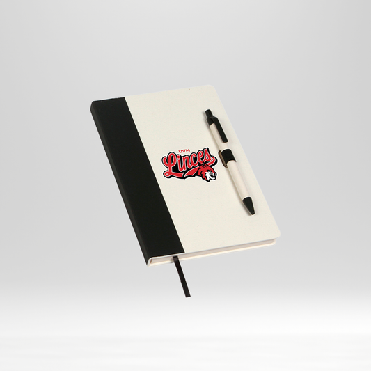 Libreta blanca con borde negro linces rojo