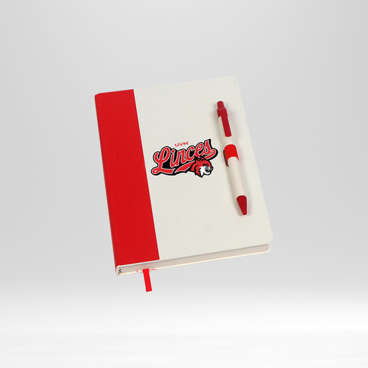 Libreta blanca con borde rojo linces rojo