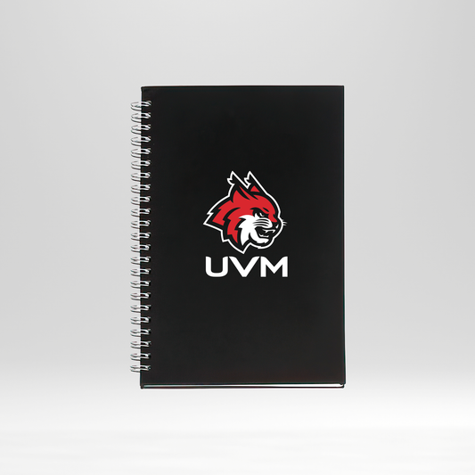 Libreta negra con engargolado logo linces UVM