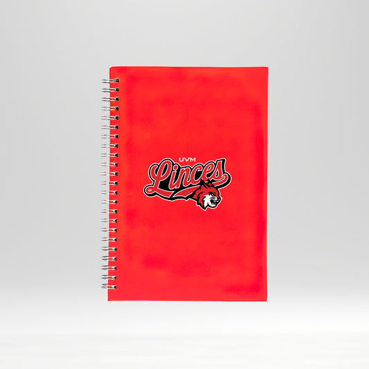 Libreta roja con engargolado linces rojo