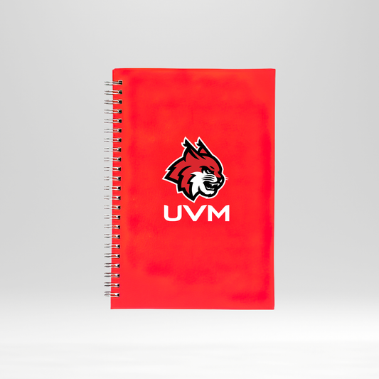 Libreta roja con engargolado logo linces UVM
