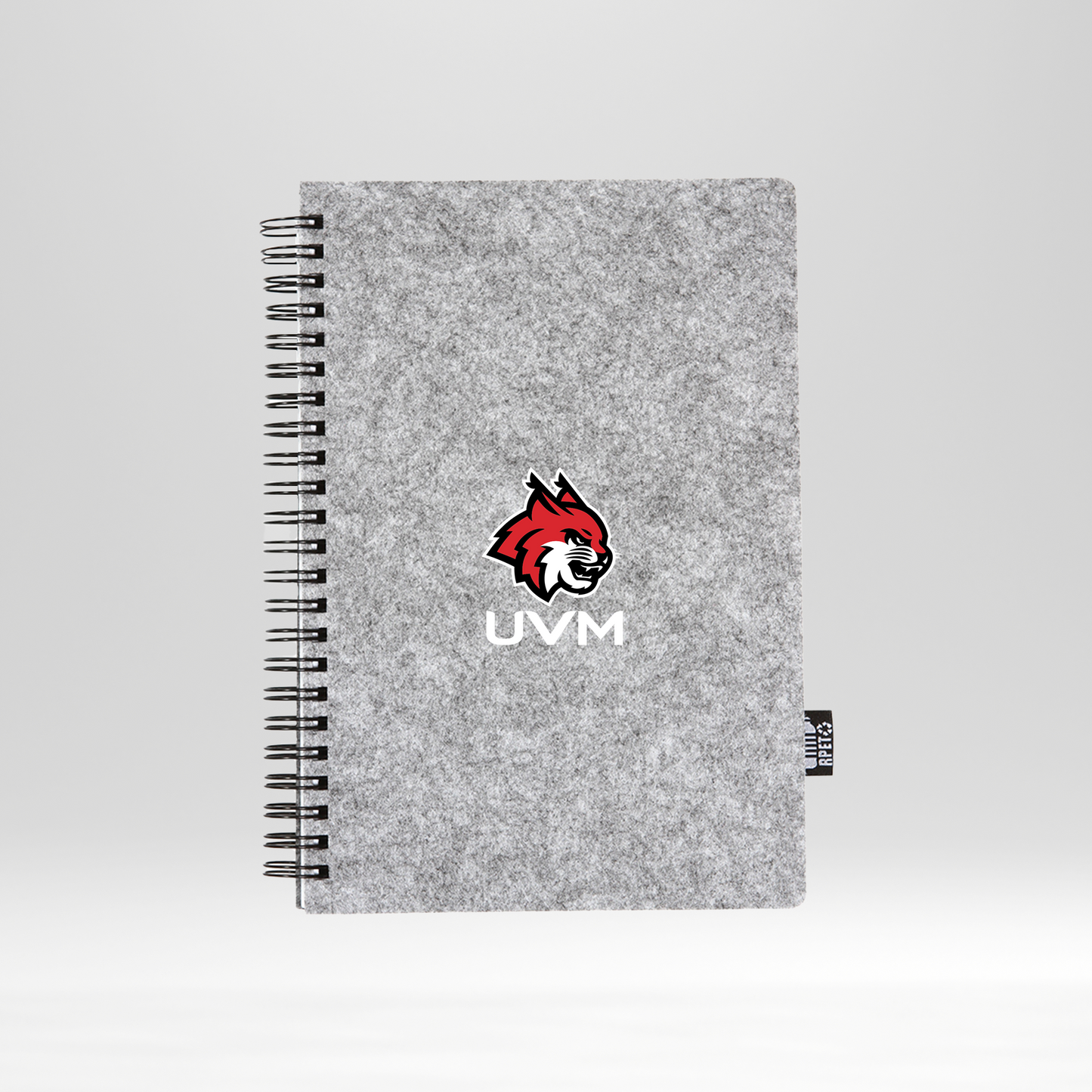 Libreta gris con engargolado UVM en blanco