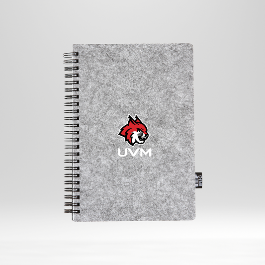 Libreta gris con engargolado UVM en blanco