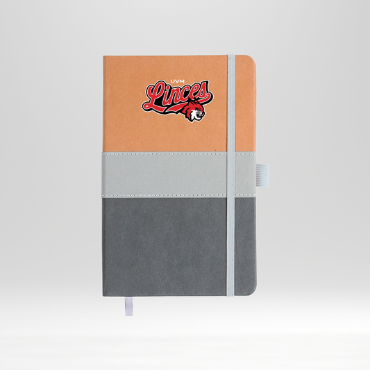 Libreta gris y beige UVM linces rojo