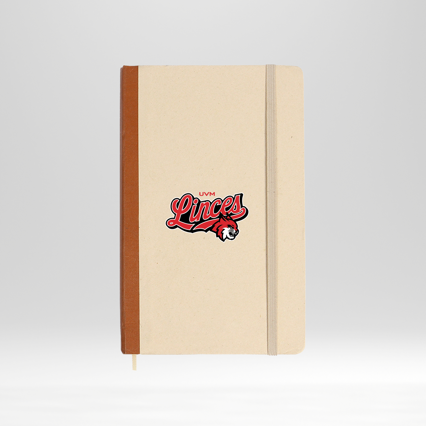 Libreta blanca con borde café linces rojo