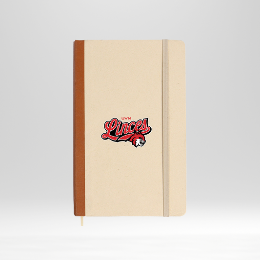 Libreta blanca con borde café linces rojo